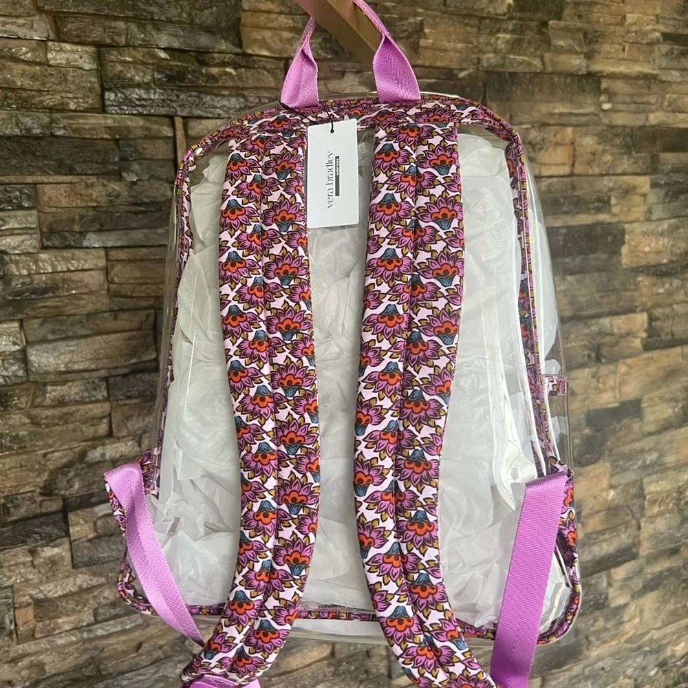 VERA BRADLEY wTransparent Backpack with Purple Floral Design